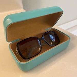 Tiffany Gold Key Tortoise Havana Azure Sunglasses